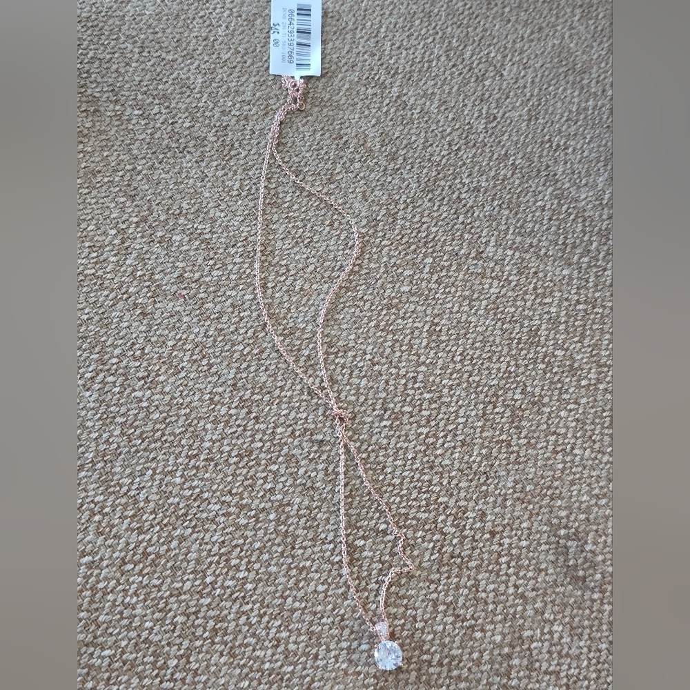 Macy's Rose Gold Necklace Clear Pendant New Women - Picture 4 of 8